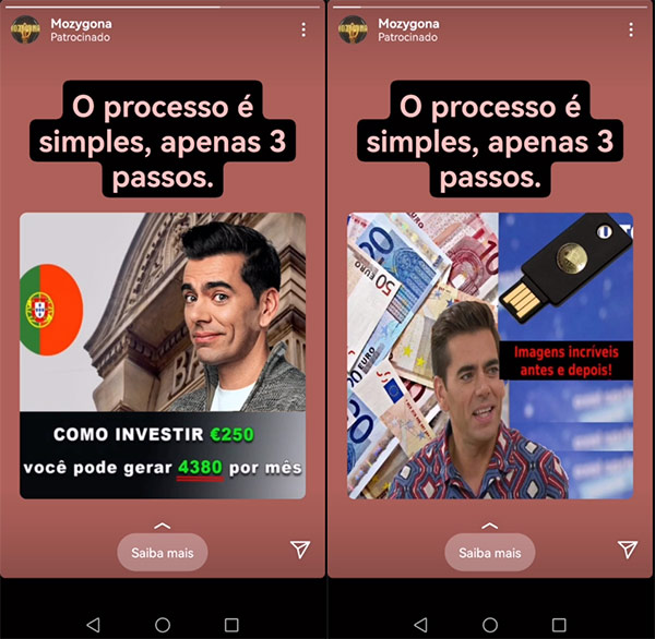 Anúncio fake news bitcoin com Pedro Fernandes