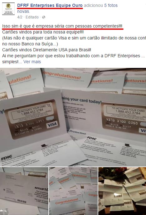 Afiliado desesperado mostra vários cartões VISA Pré-pagos da Smartone com o logo da DFRF