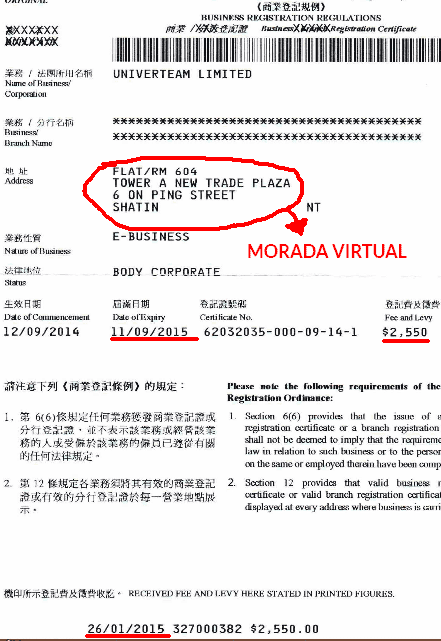 Usam o comprovativo de registo da empresa fantasma em Hong Kong para dar credibilidade ao esquema. Qualquer pessoa consegue fazer isso. Um registo de empresa não significa que é uma empresa legal!! Tem cuidado.