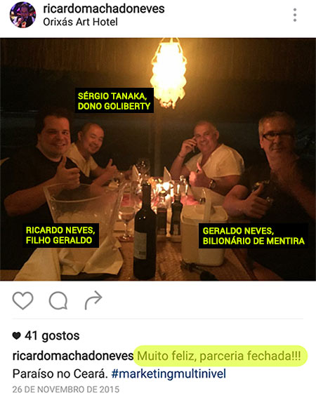 Sérgio Tanaka, Geraldo Goulart Neves e Ricardo Neves. O dono real da Go-Liberty e os testas-de-ferro. (fonte: instagram)