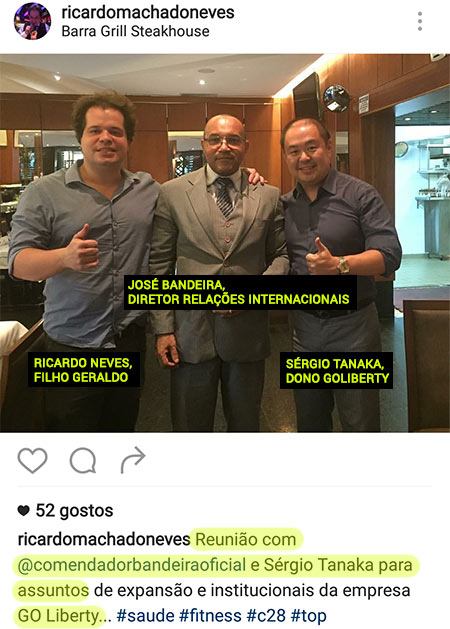 Sérgio Tanaka, José Bandeira e Ricardo Neves. O dono real da Go-Liberty e os testas-de-ferro. (fonte: instagram)