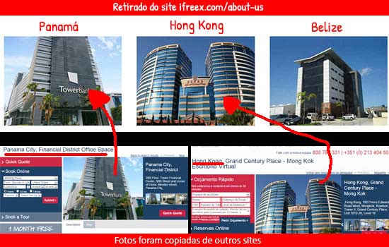 Fotos dos escritórios iFreex foram retiradas de outros sites. Este golpe não tem sede em nenhum lado.