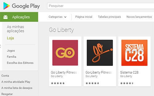 Apps usadas para disfarçar esquema em pirâmide Go Liberty. (fonte: Google Play)